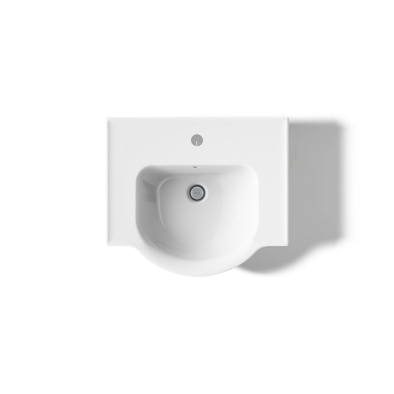 Veer Ceramic Pedestal Bathroom Sink with Overflow, White, Single, 7.99" H x 24" L x 18.25" W