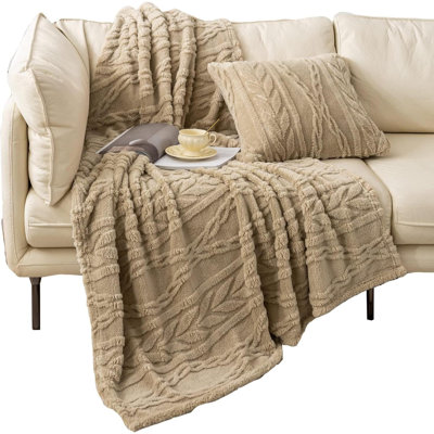 Jeté en sherpa - Design élégant en 3D Super doux, pelucheux, douillet, chaud, épais, moelleux, moelleux, couvertures pour les filles, les femmes, les canapés, les canapés-lits, les hommes, les garçons, les cadeaux