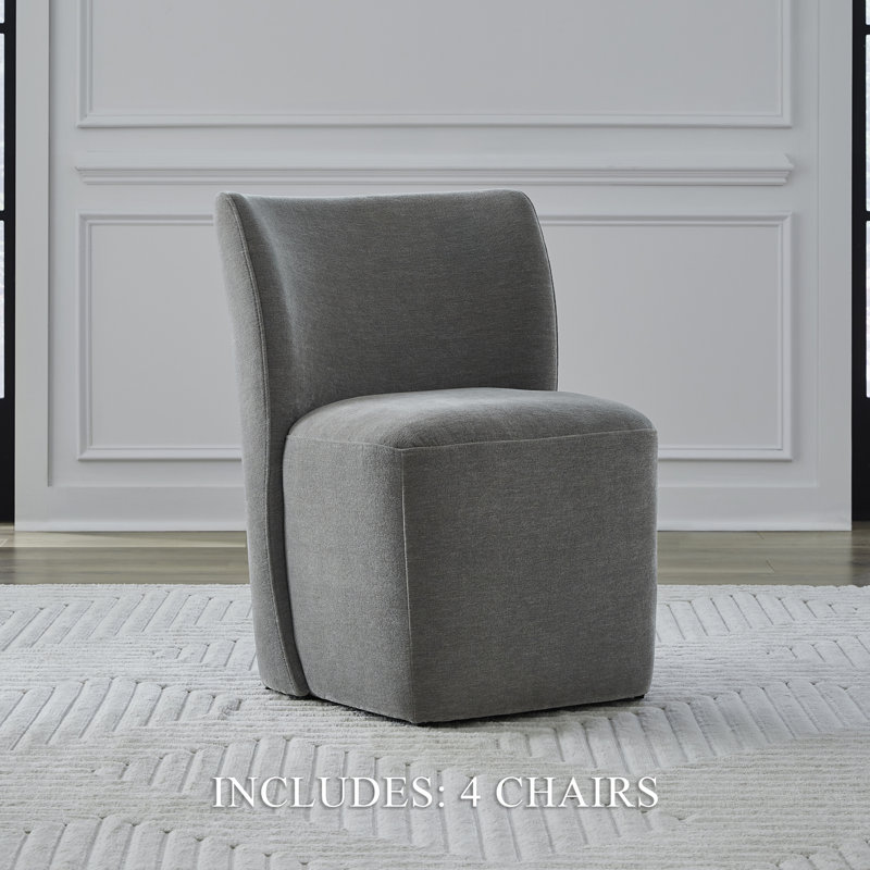 Faouzi Upholstered Dining Chairs w/ Casters, Sapphire