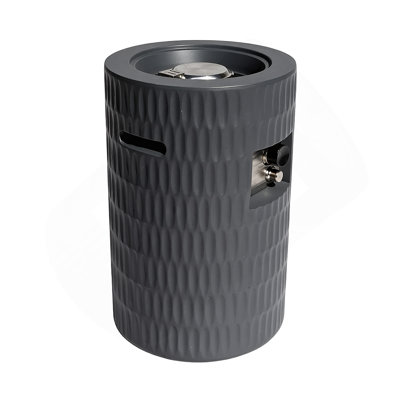 Foyer au propane 26 po, foyer d'extérieur au gaz pour patio 40 000 BTU, foyer en béton cylindrique avec réservoir de rangement caché de 20 lb, colonne de feu moderne texturée, avec pierres de lave et couvercle imperméable - gris foncé