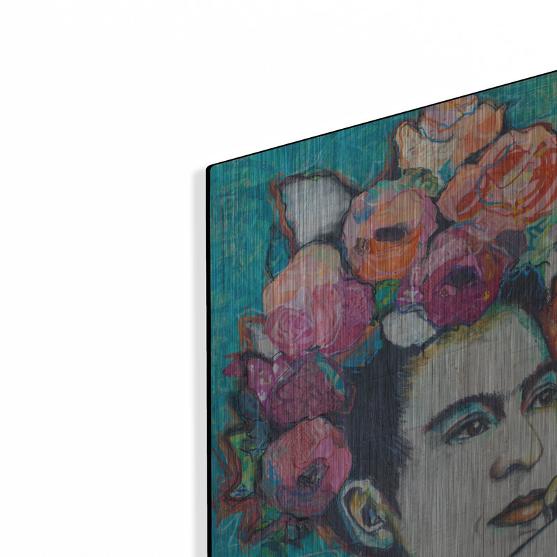 Dakota Fields «Frida and Florals» par St. Hilaire Elizabeth, art mural en métal, H 24 po x l 16 po