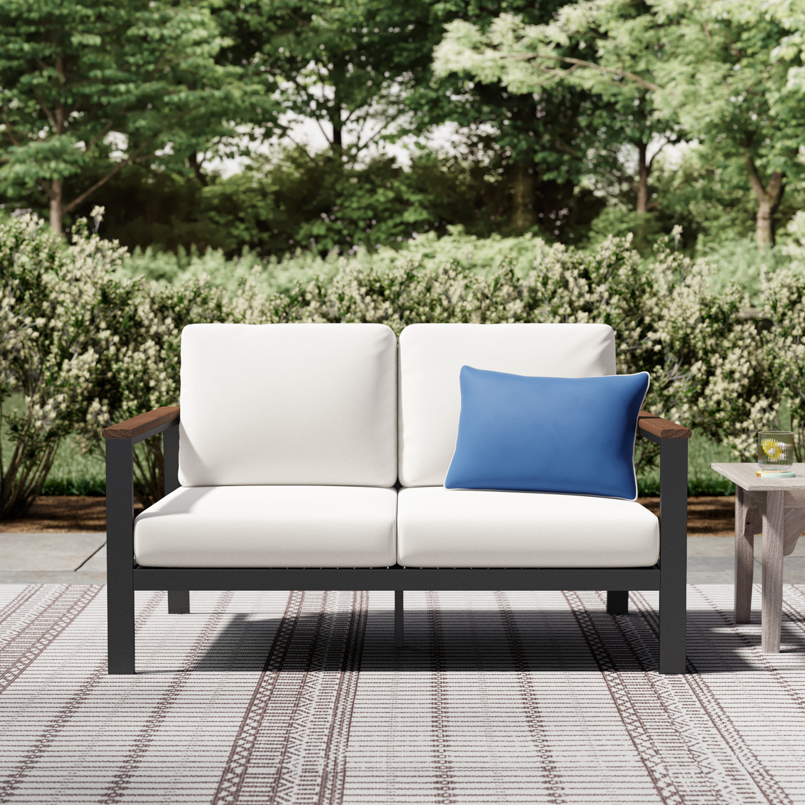 Townsend 55" Sunbrella® Patio Loveseat, Sunbrella Clockout Cloud, Yes, White