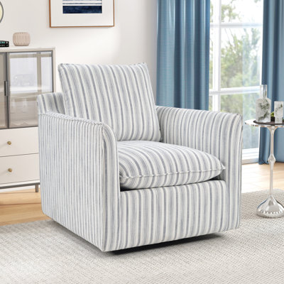 Fauteuil demi-tonneau pivotant à rayures souples de 34 po de largeur avec coussin amovible