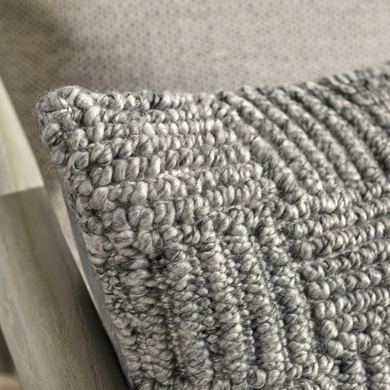 Vico Pillow Cover & Insert, 14" x 26", Rectangular, Gray 