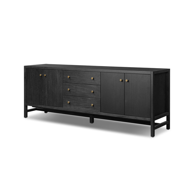 Sullivan Media Console-Saddle Tan, Black Acacia Veneer