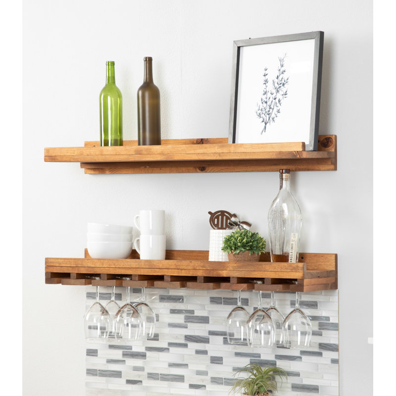Boilleau Wine Glass Rack, Walnut, 4.25" H x 36" W x 10" D