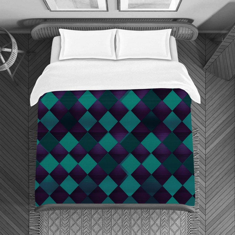 Housse de couette , Housse de couette pour très grand lit, Mauve / turquoise