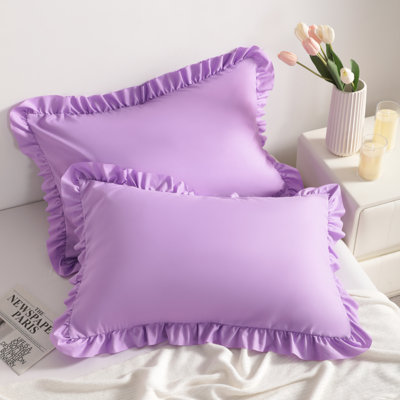 2 Pack Ruffled Edge Decorative Pillow Shams,Envelope Design Bedroom Pillow Shams
