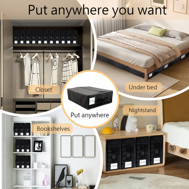 Bed Sheet Organisers, Foldable Bedding Storage Box, 4 Pack Space Saving Underbed Storage Bags For Closet, Bedding Covers, Blankets, Clothes