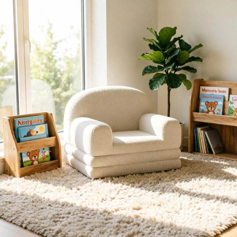 Canapé convertible pour enfants 2 en 1, canapé-lit pliant pour tout-petit, mousse souple, chambre de bébé, gris, Blanc