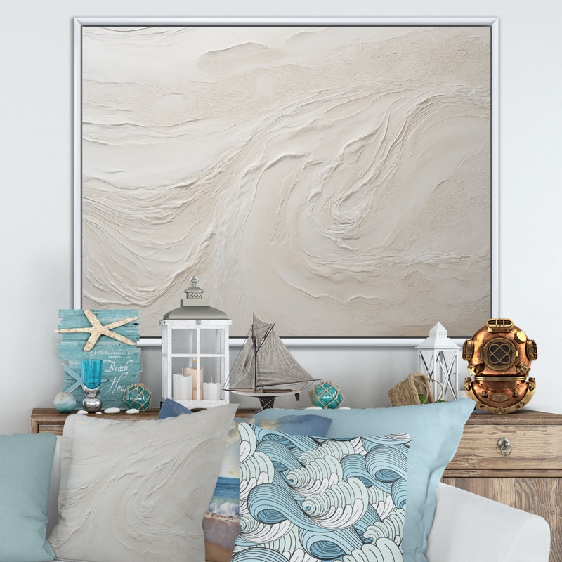 «Modern Beach Beige Sand Charm I», impression sur toile de bord de mer, impression sur toile, H 24 po x l 32 po, Blanc