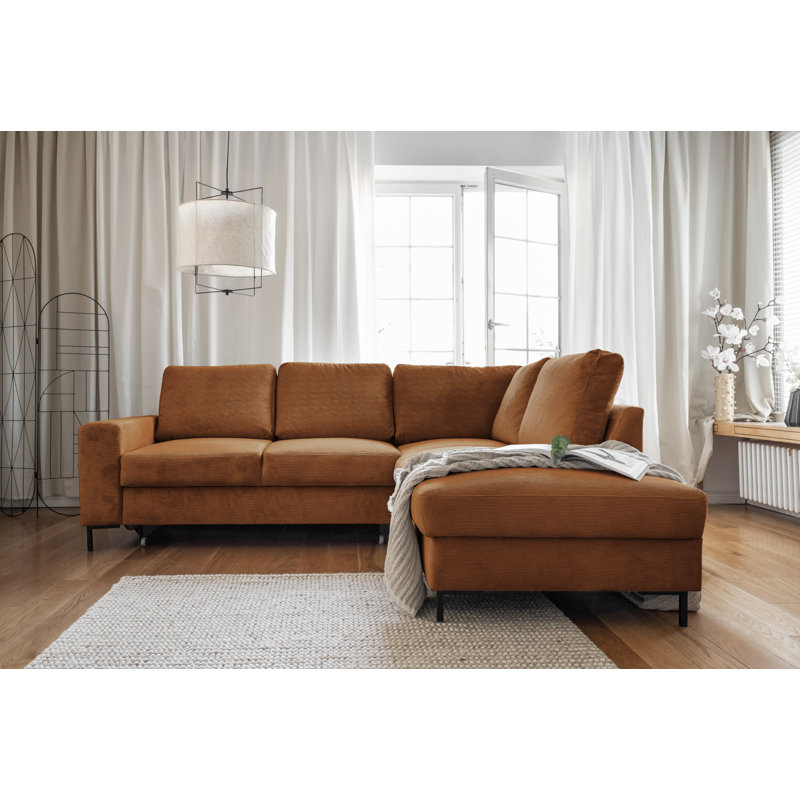 Lofty Lilly 6 seater Corner Sofa Bed, Brick, Right Hand Facing