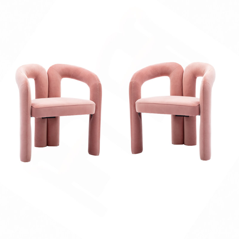 Keyt 16.54'' H Upholstered Armchair, Pink Velvet, 27.95" H x 25.2" W x 19.88" D
