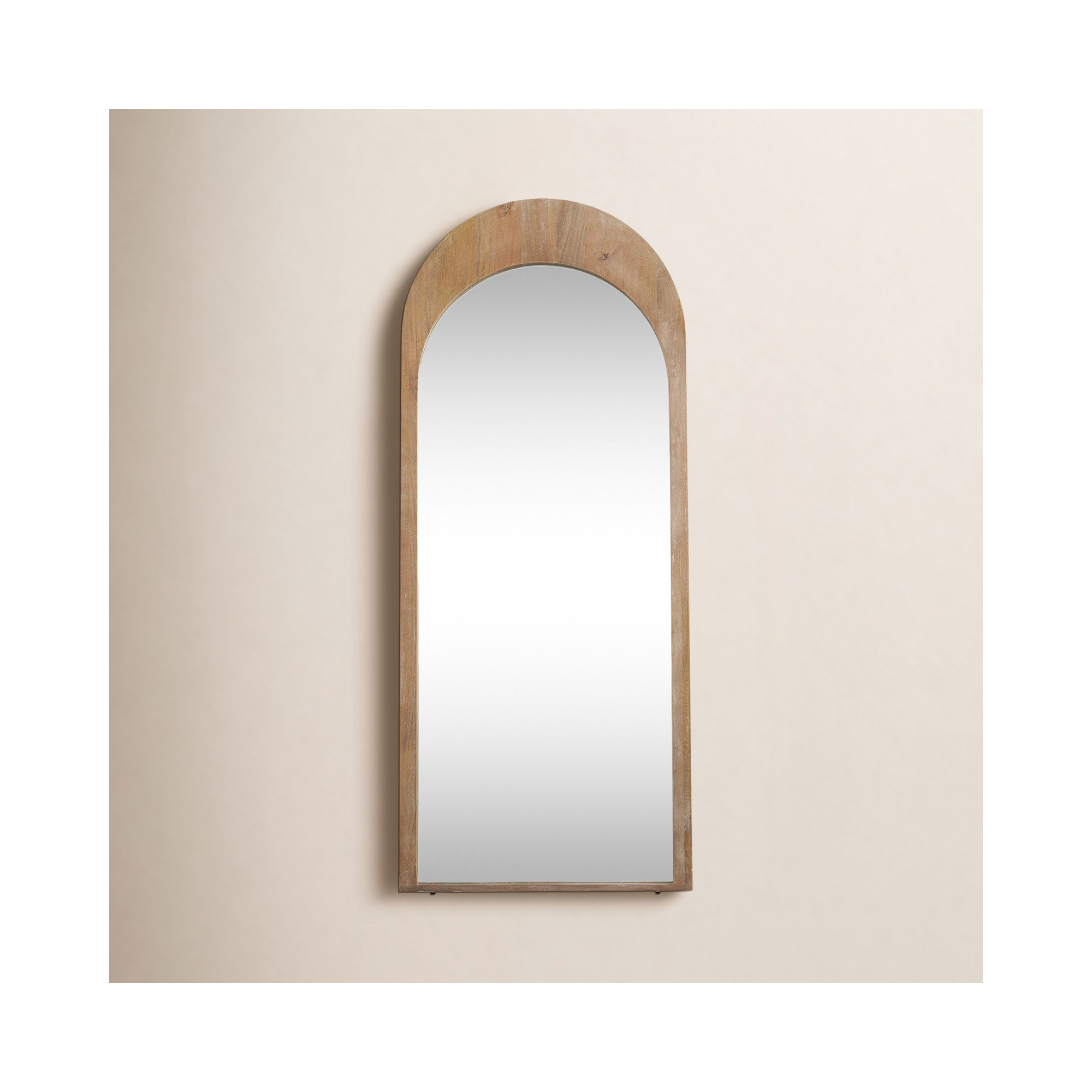 Vixe Solid Wood Mirror, 72" x 30", Light Brown