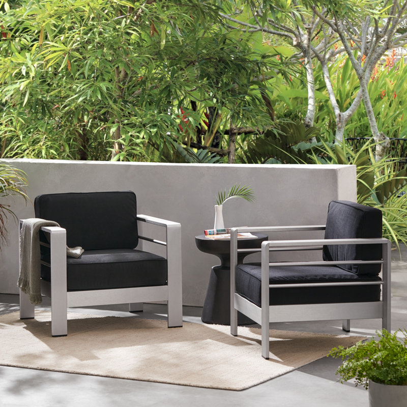 Chaise de patio avec coussins Ace, Sunbrella® - noir