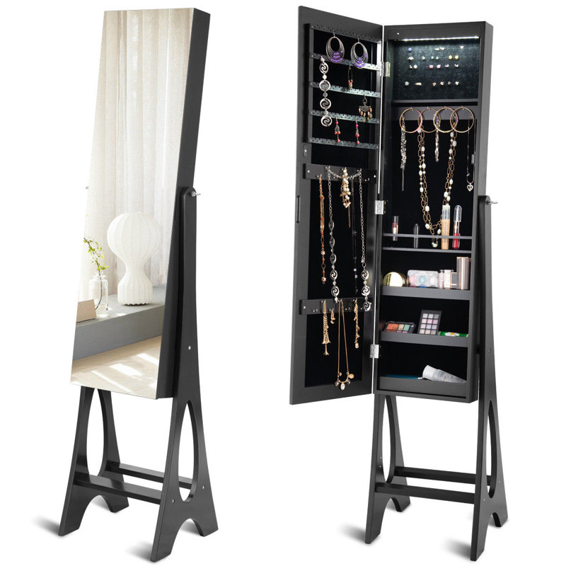 Rossman 14.5'' Wide Freestanding Jewelry Armoire, Black