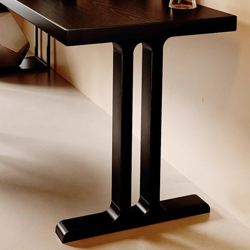 Bureau rectangulaire noir en bois massif et fer, H 84,65 po x l 62,99 po x P 23,62 po