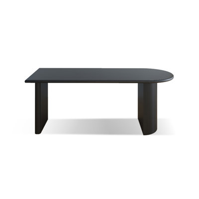 Black Half-circle Solid Wood Butterfly Leaf  Dining Table