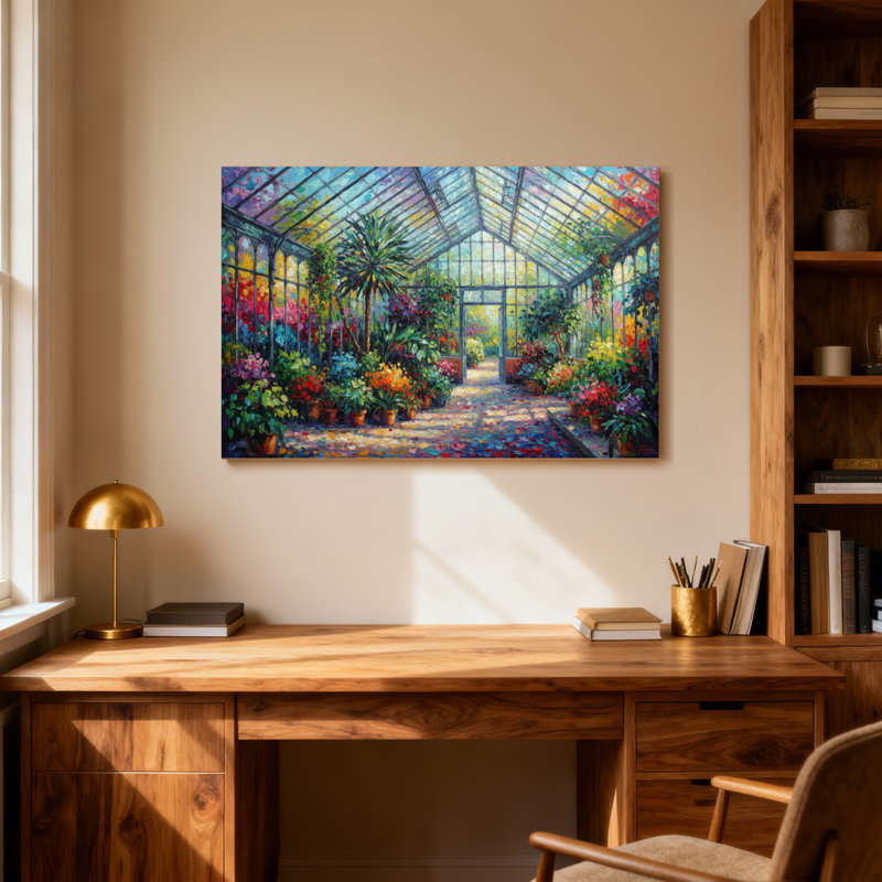Paysage et nature, jardin coloré, serre, reproduction d'art, H 12 po x l 18 po
