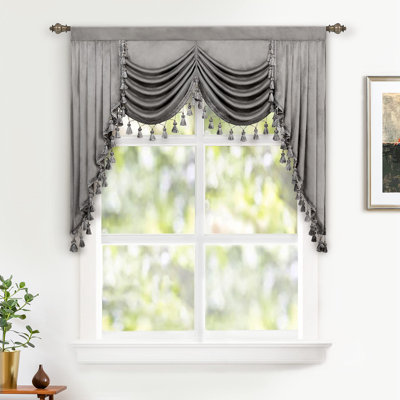 Velvet Solid Colour Swag Window Valance