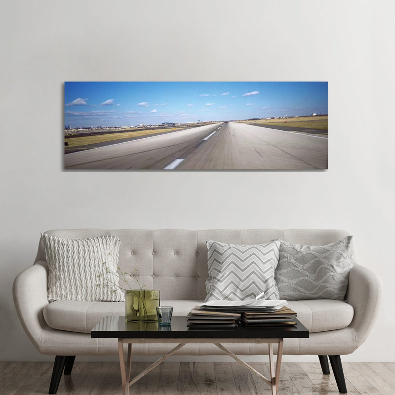Runway At An Airport, Philadelphia Airport, New York State, USA - Wrapped Canvas Panoramic Print, 182.88 cm H x 60.96 cm W
