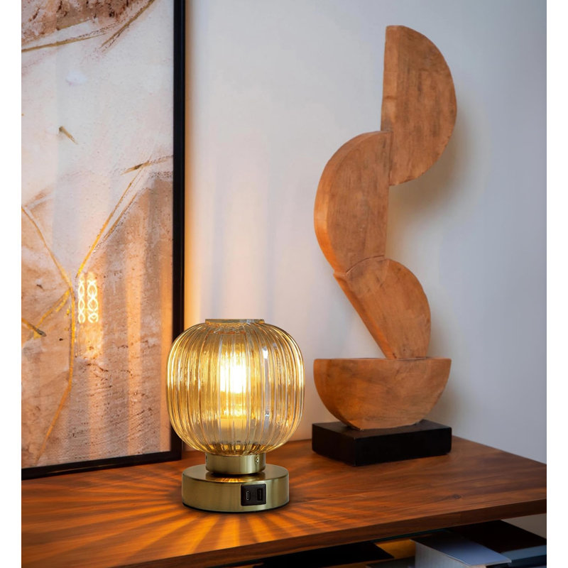 Elegant Golden Glass Bedside Lamp