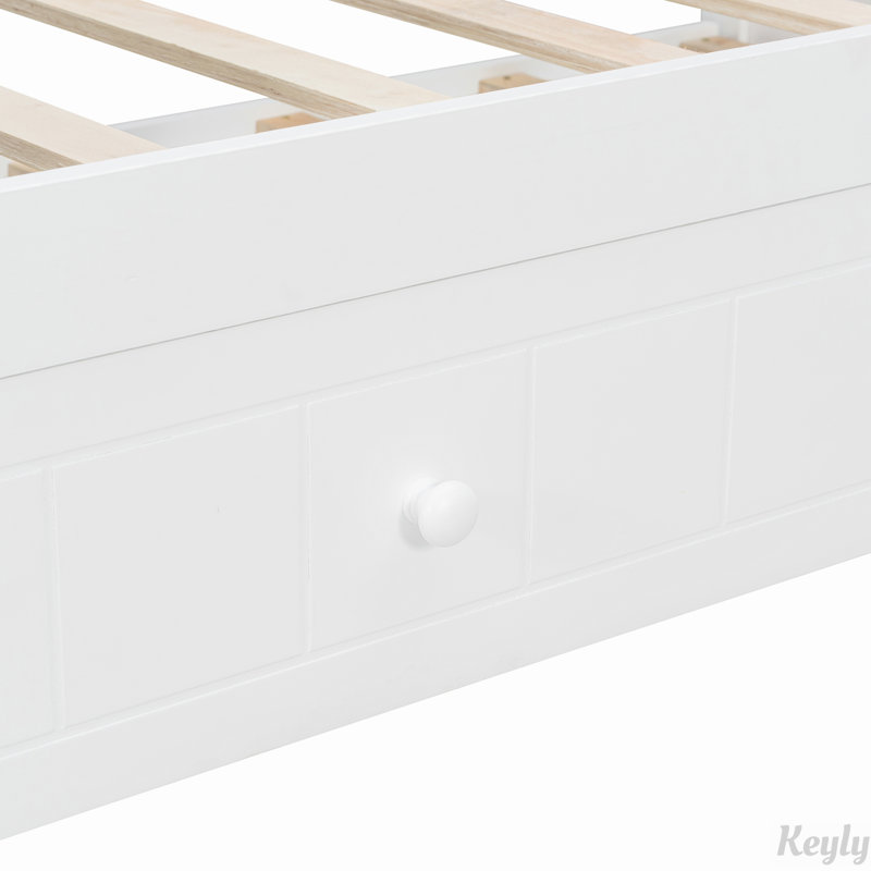 Lit de jour simple à baldaquin avec dossier intégré, parfait pour les chambres modernes et peu encombrantes, Blanc, Gigogne
