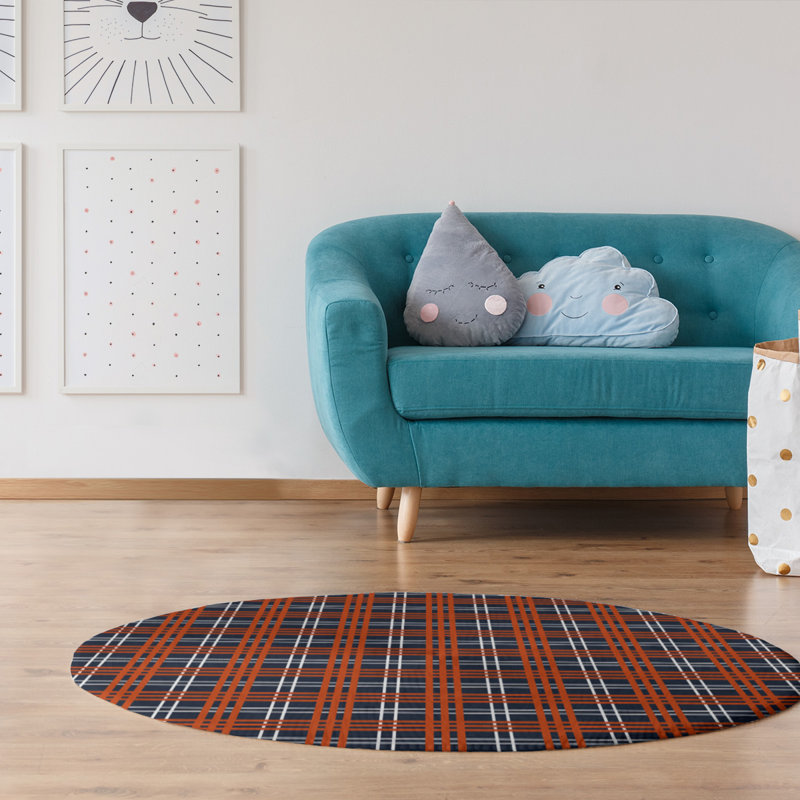 Plaid Indoor Rug, Round 5'