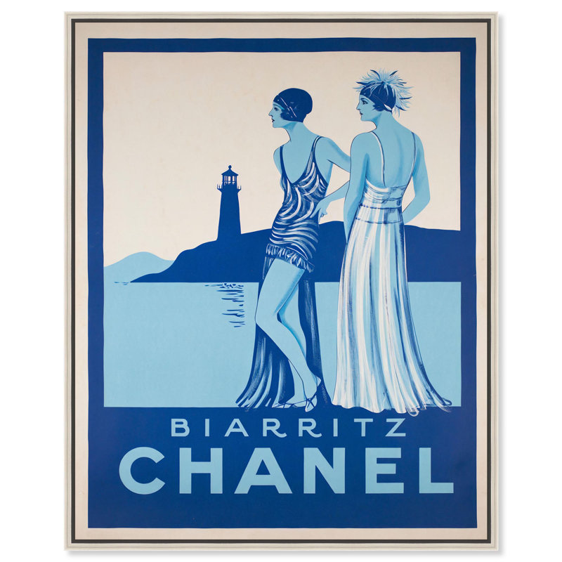 Impression sur toile Biarritz Blue Belle par Art Remedy, H 31 po x l 25 po, Cadre argenté