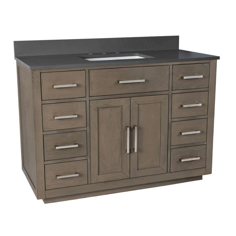 Ensemble de meuble-lavabo simple l 48 po x P 22 po x H 34 po, Chêne gris