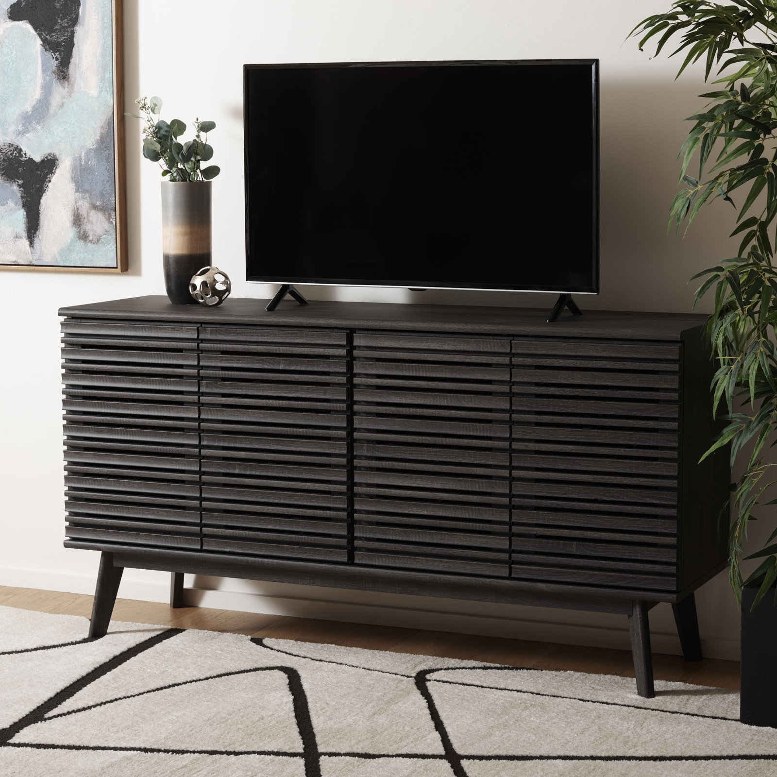 Daima 62" TV Stand, Distressed Black