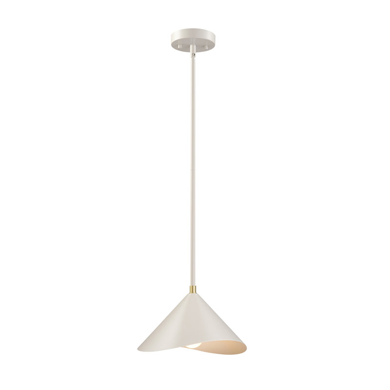 Luminaire suspendu 1 lumière grège mat avec détails en laiton, Blanc, Gris