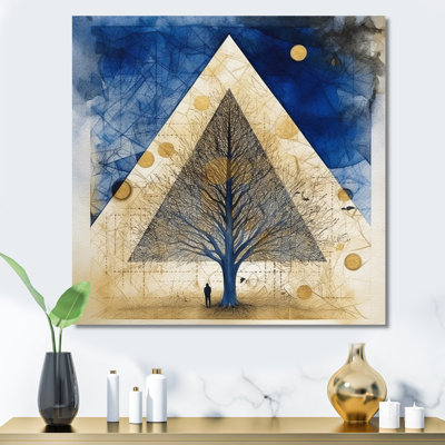 «Abstract Landscape Of Mountains Moon and Tree II», reproduction d'art sur toile