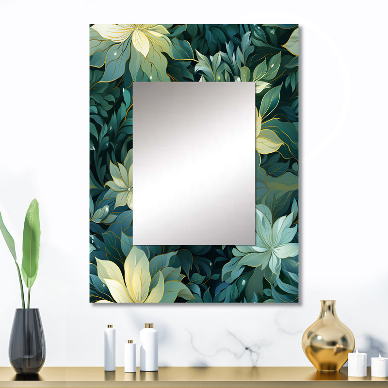 Abdo Ethereal Tropical Camouflage - miroir mural abstrait, miroir décoratif moderne, impression d'art en métal, 32 po x 24 po