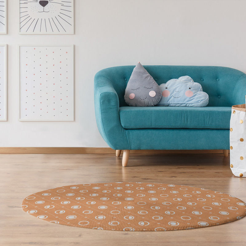 Tapis à phases orange/blanc lune, Tapis de couloir 2 pi 5 po x 8 pi