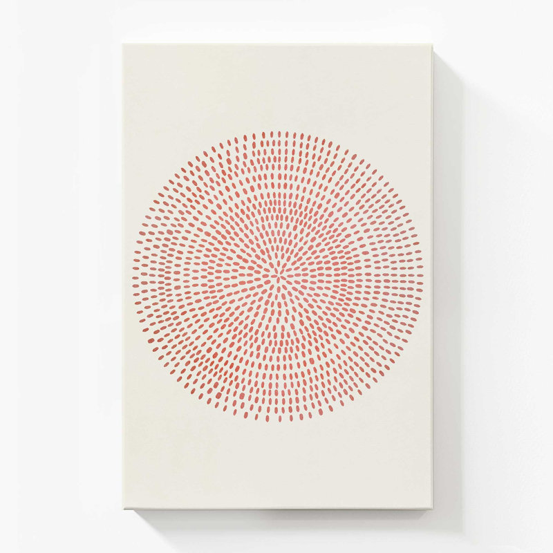Cercle rouge à pois, grande impression sur toile, H 54 po x l 36 po
