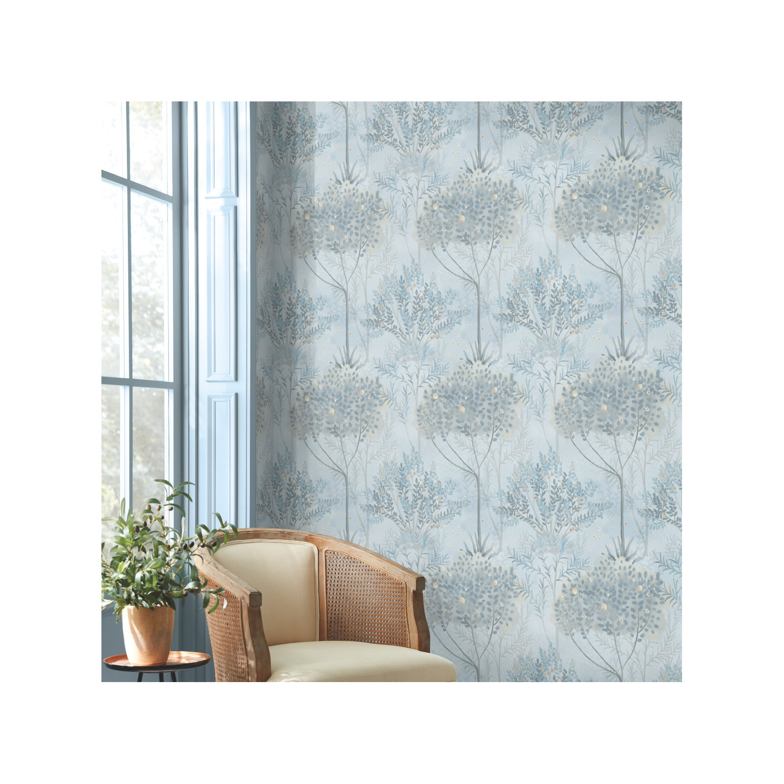 Astin Floral Double Roll, Blue/Gray