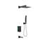 Système de douche mural noir mat avec pomme de douche à pluie de 9,7 po, douchette à main, bec de baignoire et valve brute