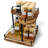 Wooden Spice Rack Organizer Lazy Susans Rotating Countertop 2 Tiered Display Shelf Kitchen Adjustable Height Spinning Spice Rack 11.8INCH Large Capacity Pine Wooden-2053652283