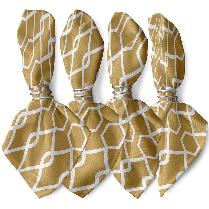 Clessie Geometric Trellis Napkins, Gold