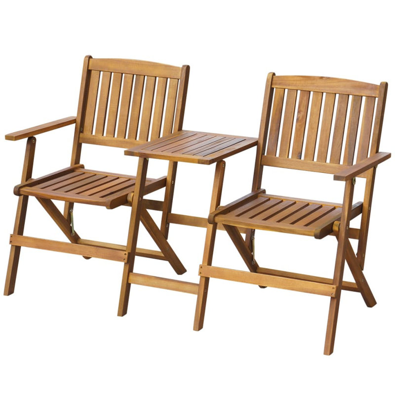 Banc de jardin pliant en bois d'acacia brun moyen pliable
