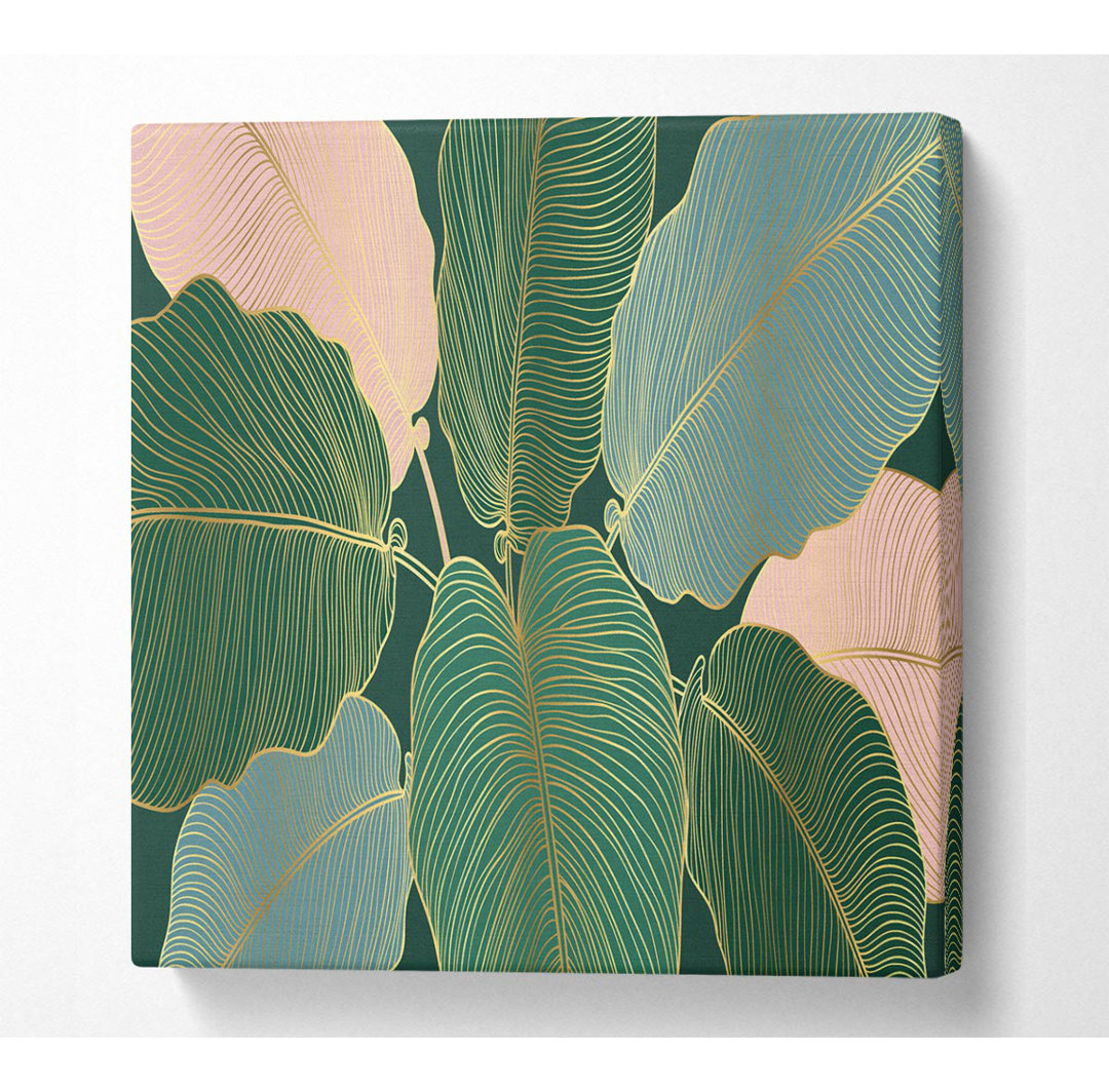 Palm Leaf Gold Lines - Kunstdrucke auf Leinwand