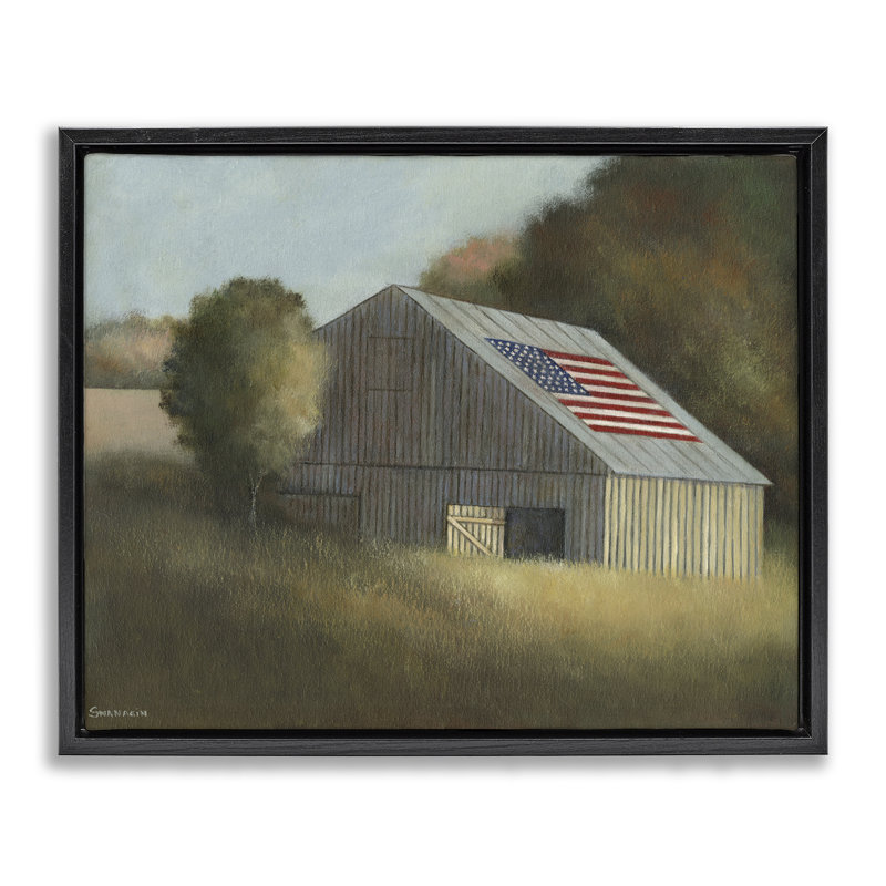 "Peaceful Americana Barn", art par David Swanagin, H 17 po x l 21 po, Cadre flottant noir de jais