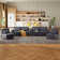 144.39" U-Shaped 6 Seats Modular Sectional Sofa with Storage Seats and Phone Holder and Console Table