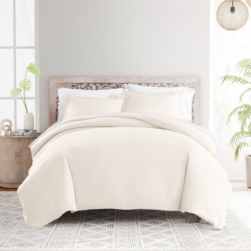 Super Soft Microfiber Duvet Cover Set, Ivory, King Duvet Cover + 2 Shams