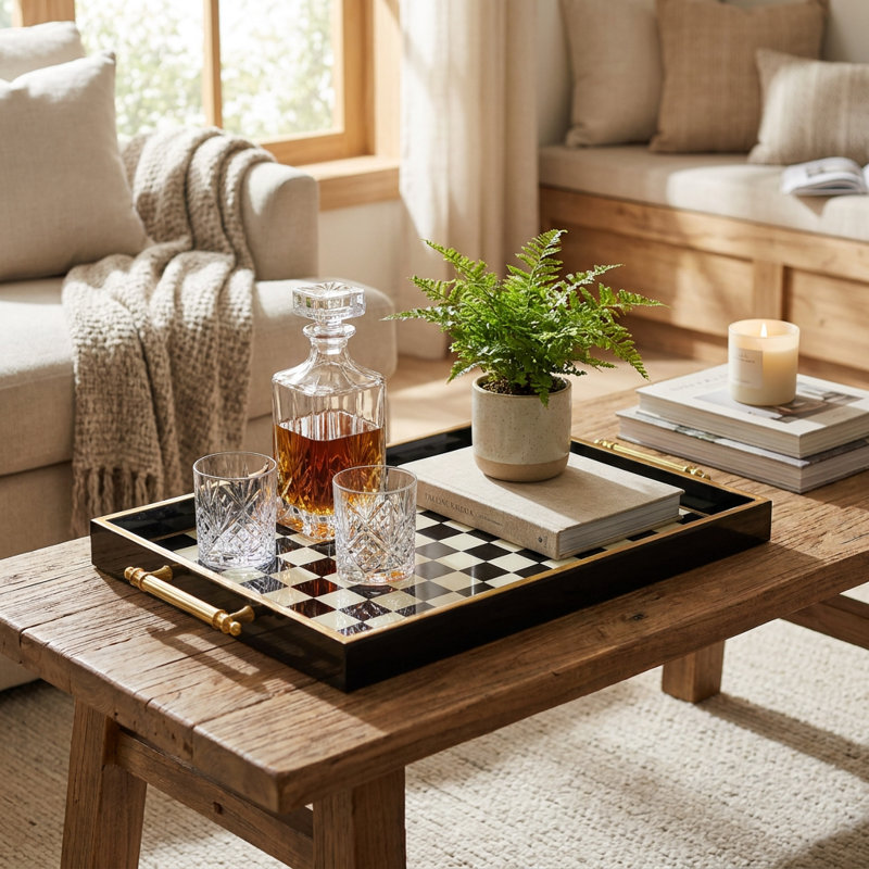 Monarch Checkerboard Glass Serving Tray