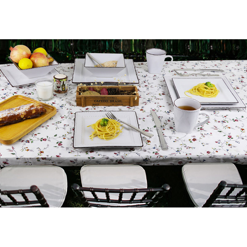 Service de table 16 pièces en grès perlé Lorren Home Trends, Blanc