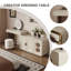 Bureau de coiffeuse de coin extensible crème avec miroir et tabouret