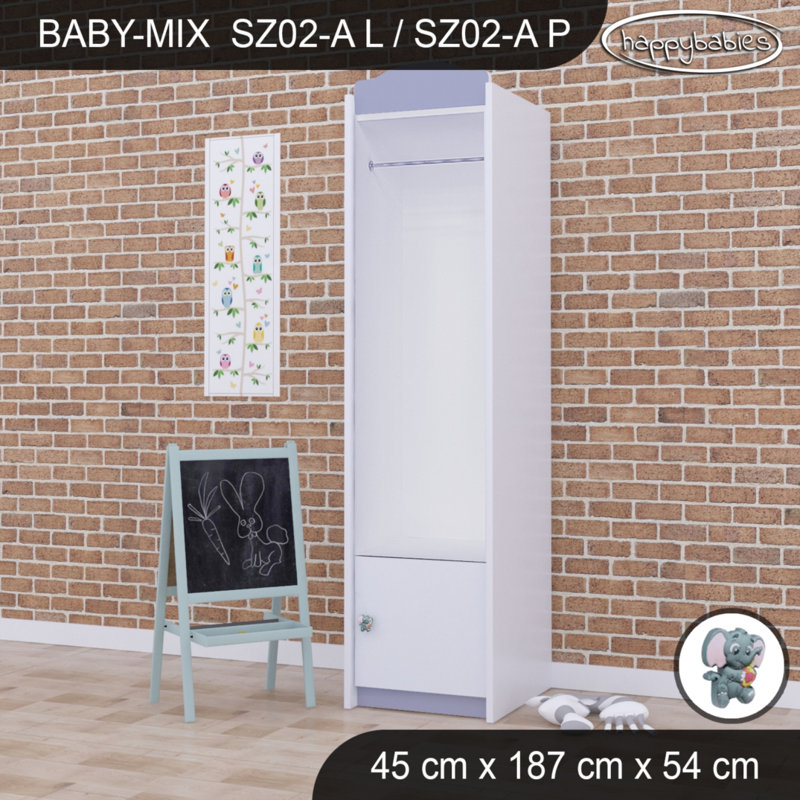 Baby Mix Sunflower 2 Door Wardrobe, Grey