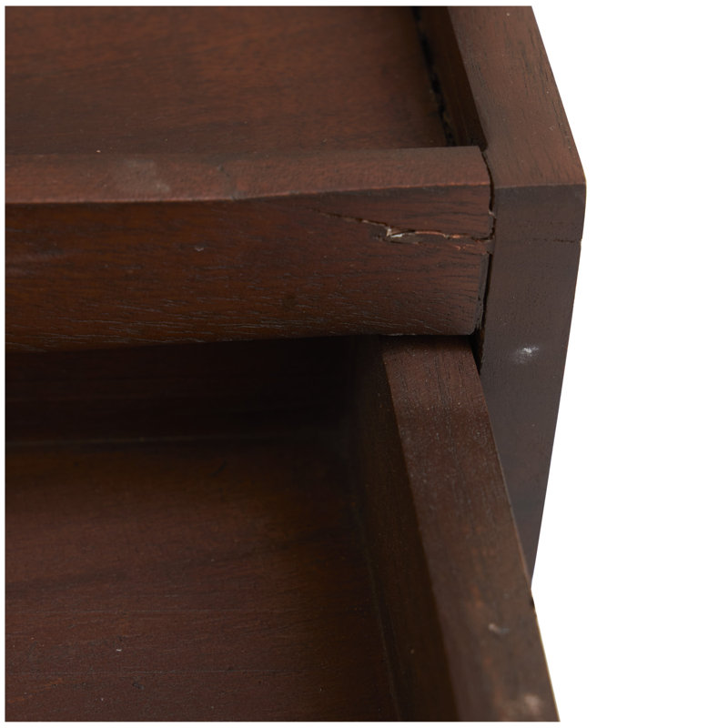 Brown Wood Hidden Drawer Living Room Decor Tray with Black Metal Handles, Brown